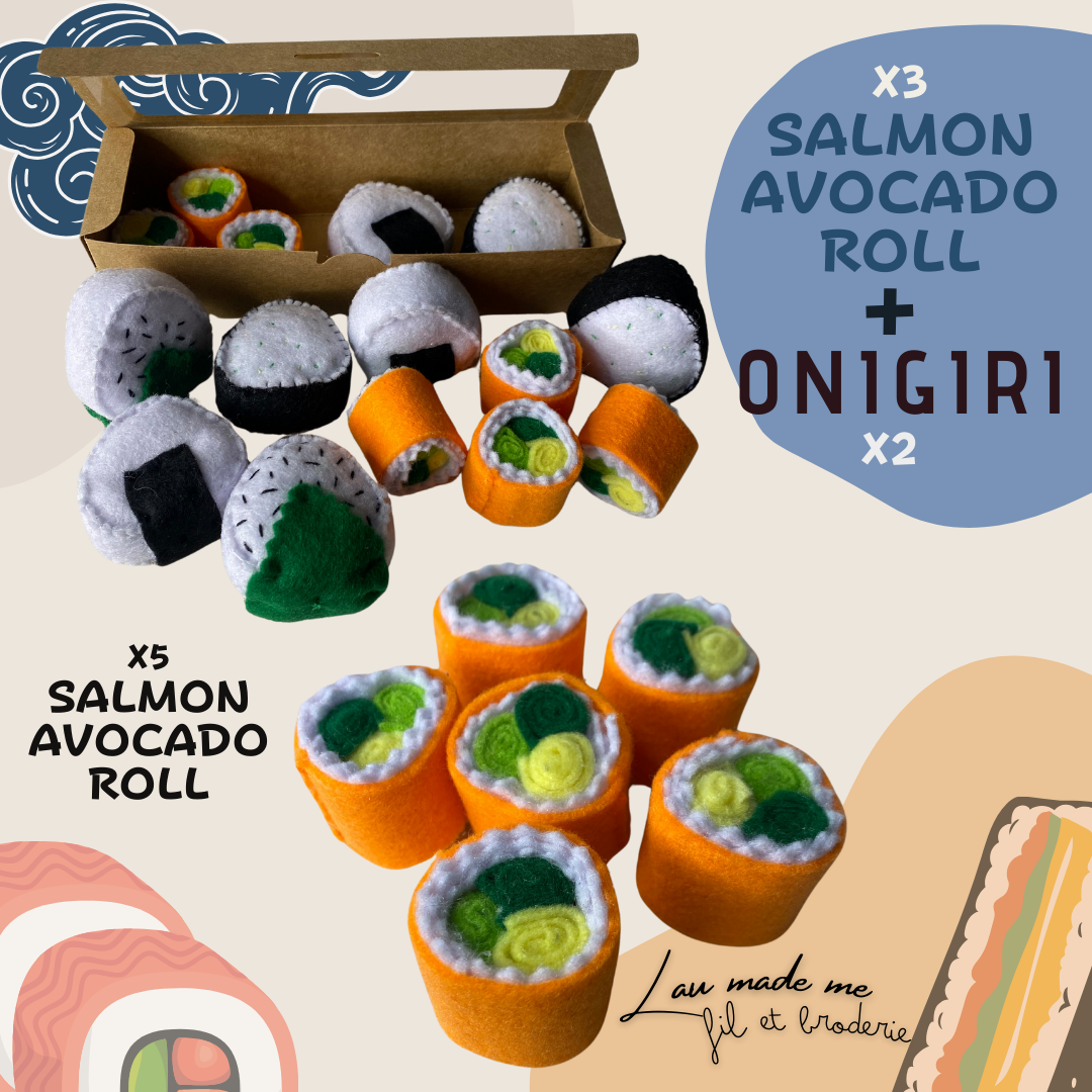 Salmon Avocado Roll + Onigiri