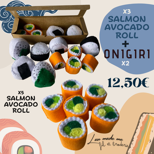 Salmon Avocado Roll + Onigiri